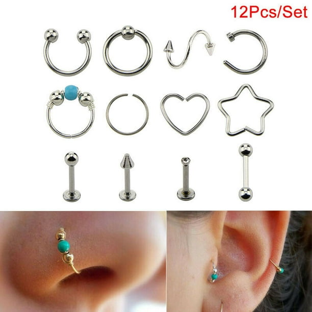Nose Ring Ear Hoop Tragus Helix Cartilage Earrings Crystal Stainless Steel Gift